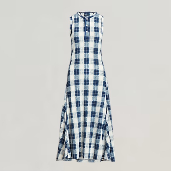 POLO‎ Ralph Lauren Buffalo Plaid Cotton Henley Dress L - Picture 4 of 13